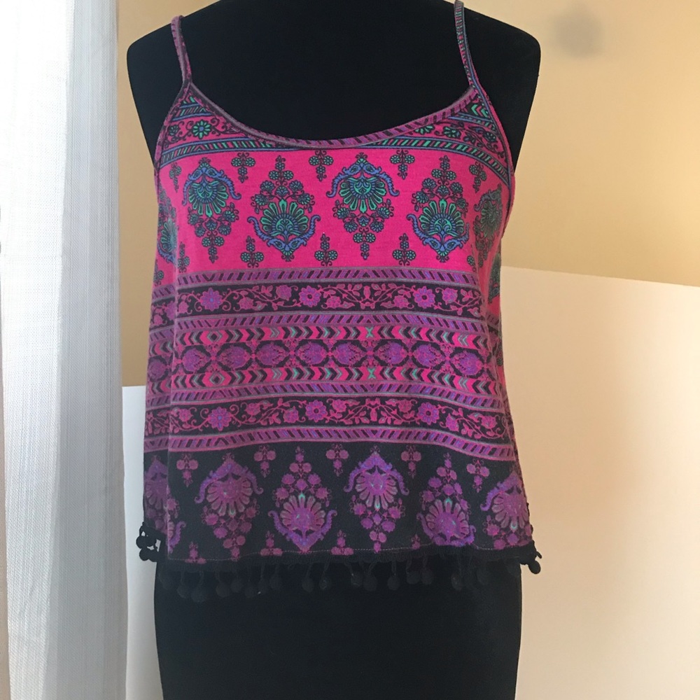 Floral Crop Tank Top open back